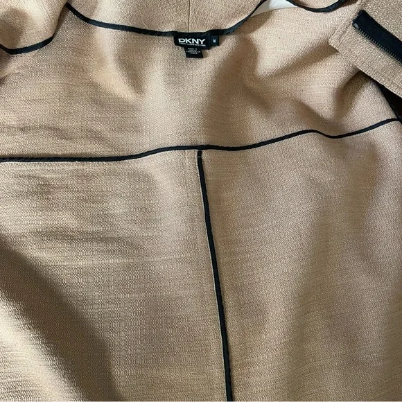 Vintage 90s DKNY Donna Karan Made In Italy Linen Blend Zip Jacket Beige Medium - Picture 8 of 10